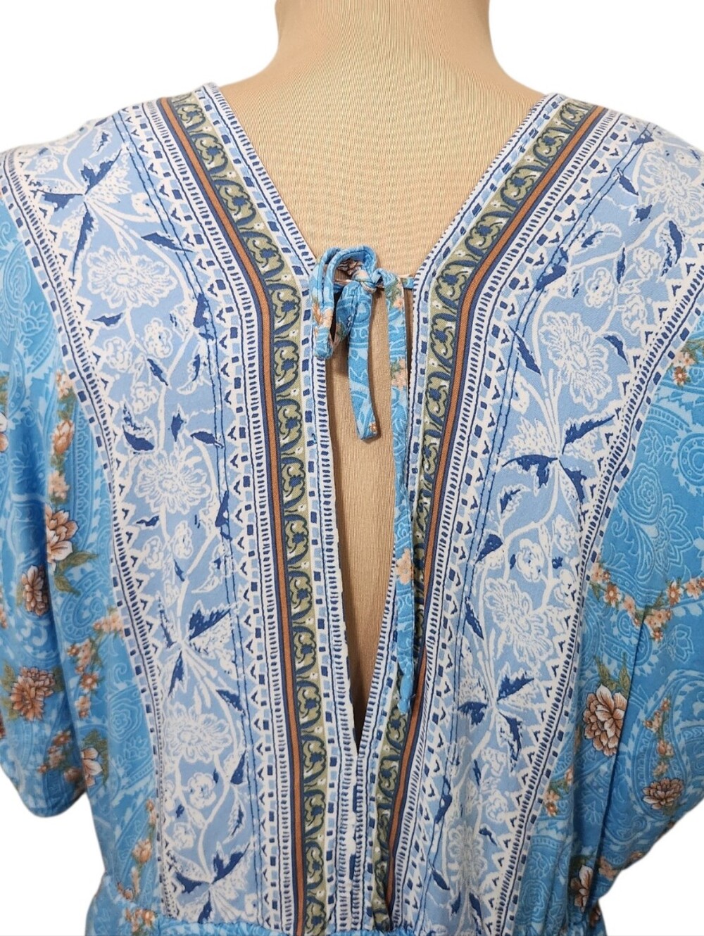 AAKAA Boho Kimomo Sleeve Kaftan Mini Dress - Size S - Picture 9 of 15